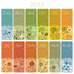 2013 English Calendar Set. Weeks start with Monday.