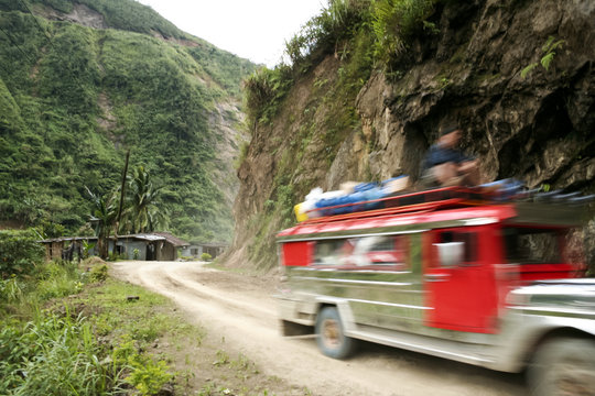 jeepney mountain road banaue philippines