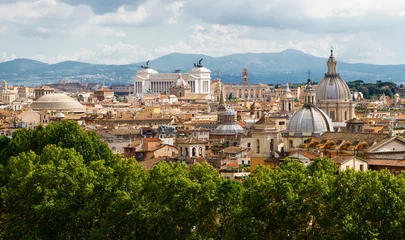 Foto auf Acrylglas Luftaufnahme des Stadtbildes von Rom, Skyline der alten Roma-Stadt im Sommer © scaliger