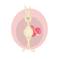 Illustration of rabbit with heart
