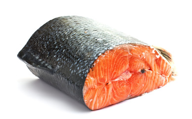Raw salmon isolater on white background