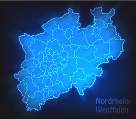 Karte von Nordrhein-Westfalen als Scribble