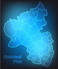 Leuchtende Karte von Rheinland-Pfalz