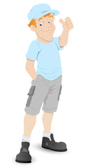 Boy Thumbs Up - Cartoon Character - Vector Illustration