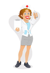 Sexy Nurse - Cartoon Character - Vector Illustration