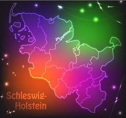 Bunte Karte von Schleswig-Holstein
