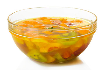 punch in glass bowl, isolated on white