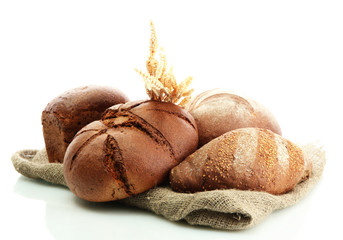 tasty rye breads with ears, isolated on white