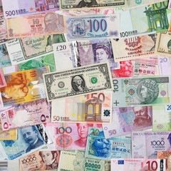 Fototapeta na wymiar Banknoty z całego świata