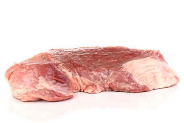 A large piece of pork isolated on white