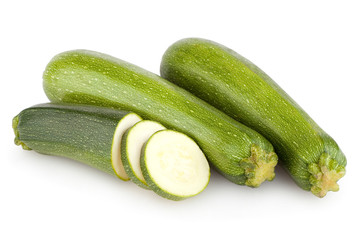 fresh zucchini on white background