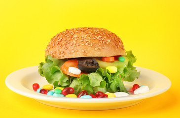 Conceptual image for nutritional care:assorted vitamins and