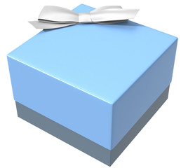 light blue gift  box with small ribbon