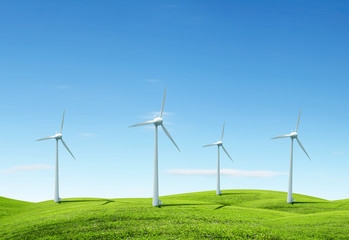 Fototapeta premium modern white wind turbines