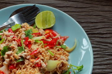 Style noodle salad, spicy shrimp Thailand