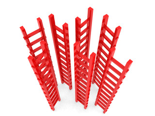 Conceptual lot of ladder in upright position