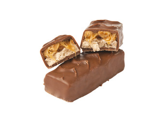 chocolate bar with nuts isolated