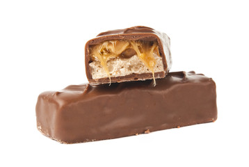 chocolate bar with nuts isolated