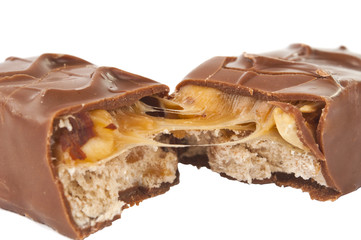 chocolate bar with nuts isolated