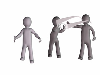 3d men and optical eyeglasses.