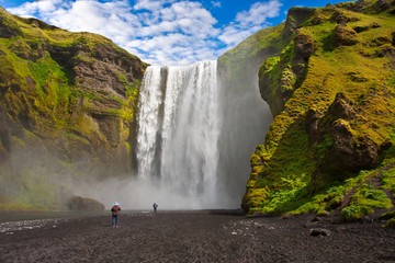 waterfall iceland sun