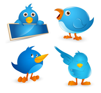 Twitter Bird Cartoon Icon Set