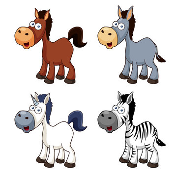Fototapeta illustration of Cartoon horse set Vector