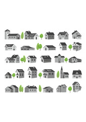realistic vector buildings, houses