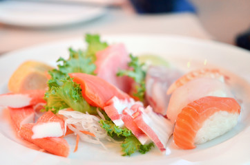 Mixed sushi and sashimi