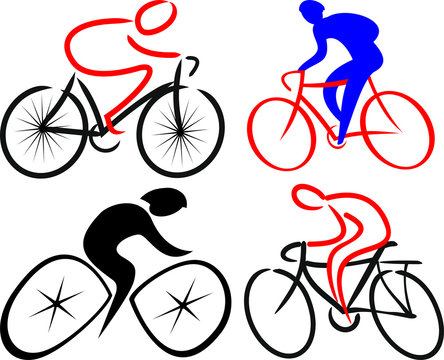 cyclist, bicyclist - silhouettes