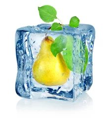 Wall murals In the ice Ice cube and pear