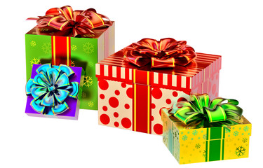 set of gifts with bows