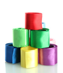 bright silk ribbons, isolated on white