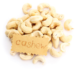tasty cashew nuts, isolated on white