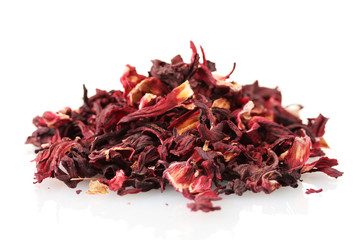 Fototapeta premium aromatic Hibiscus tea, isolated on white