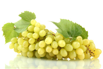 ripe sweet grapes isolated on white.
