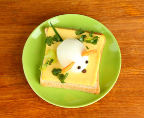 fun food for kids on wooden background