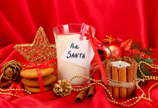 Cookies for Santa: Conceptual image of ginger cookies, milk and