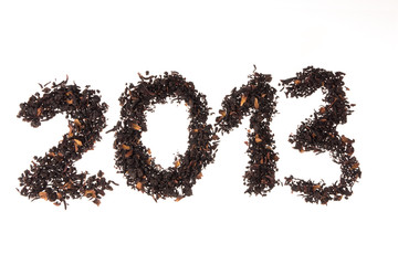 Happy New Year 2013 on tea leaves