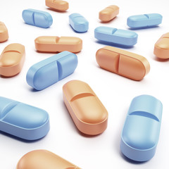 Color pills on white background