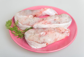 Catfish steak isolated on white