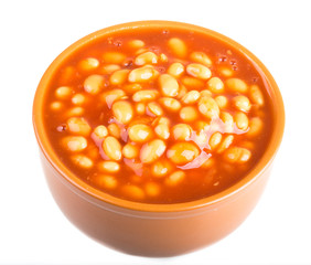 Marinated haricot beans in tomato sauce with shallots on a plate