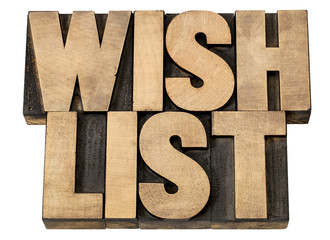 wish list in wood type
