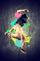 Dancer in retro style with splashes