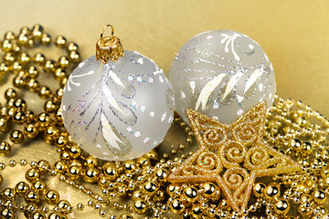 Christmas decoration golden balls nd golden beads