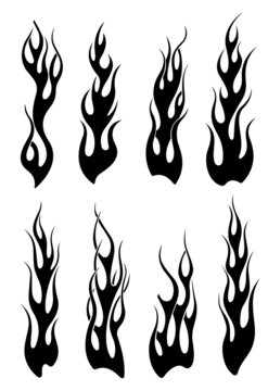 Naklejki Set of black tribal flames