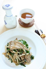 chinese cuisine, pork liver and leek stir fried with tea