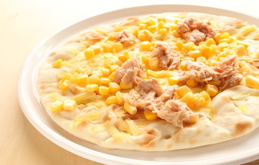 italian cuisine, home bakery tuna fish and corn pizza