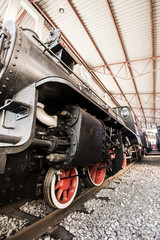 Wheels of old steam locomotive