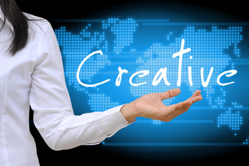 working women hand holding creative